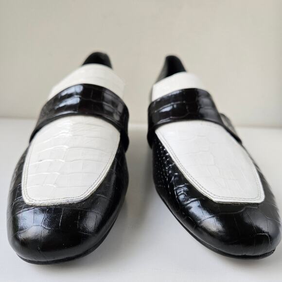 Freda Salvador NEW Rock Mid Heel Loafer Crocodile Emboss Leather Shoes Women 7.5 - Picture 4 of 13